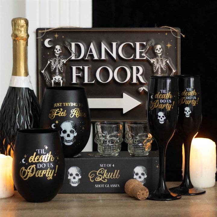 Til Death Do Us Party Skull Champagne Flute Set