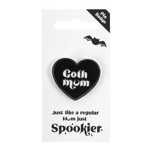 Goth Mum Black Heart Mother's Day Pin Badge